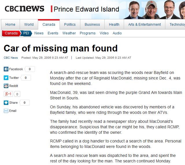2006 0529 car missing man found